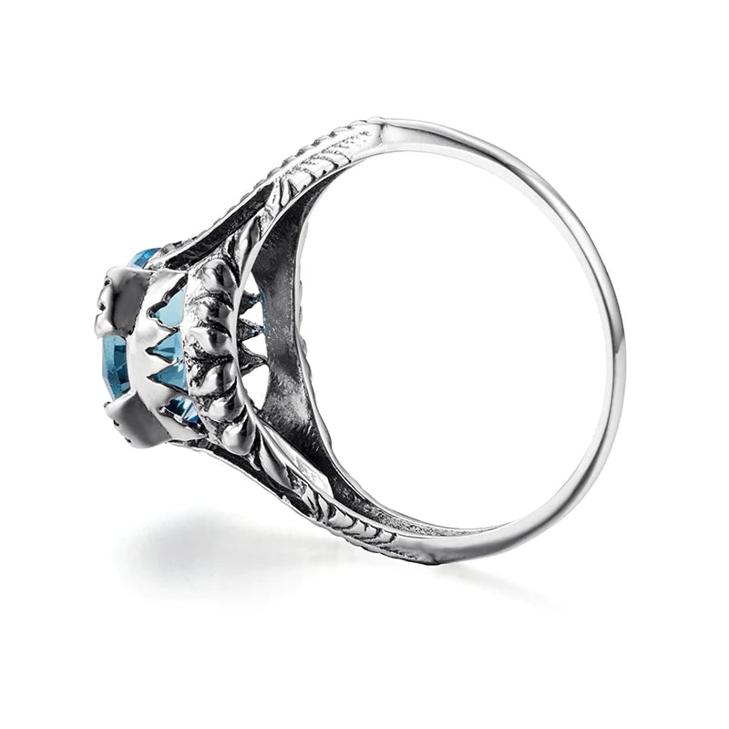 Vintage Aquamarin Ring mit ovalem Stein und Zackenfassung