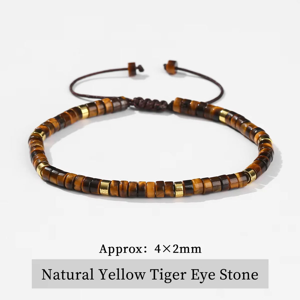 Verstellbares Tigerauge Armband mit Scheibenperlen