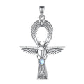 Mondstein Kette aus 925er Silber mit Ankh- und Skarabäusanhänger