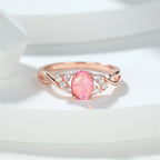 Rosa Opal-Ring aus Roségold mit ovalem Stein