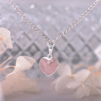 Rosenquarz Herzkette aus 925er Silber