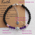 Obsidian Amethyst Armband mit Mondstein