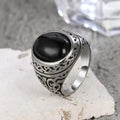 Vintage Onyx Ring aus 925er Silber mit durchbrochenem Muster