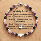 Amethyst Turmalin Armband mit Rosenquarz und Herz