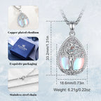 Mondstein Kette aus 925er Silber mit Liebespaar unter Lebensbaum