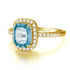 Gold Aquamarin Ring mit rechteckigem Stein