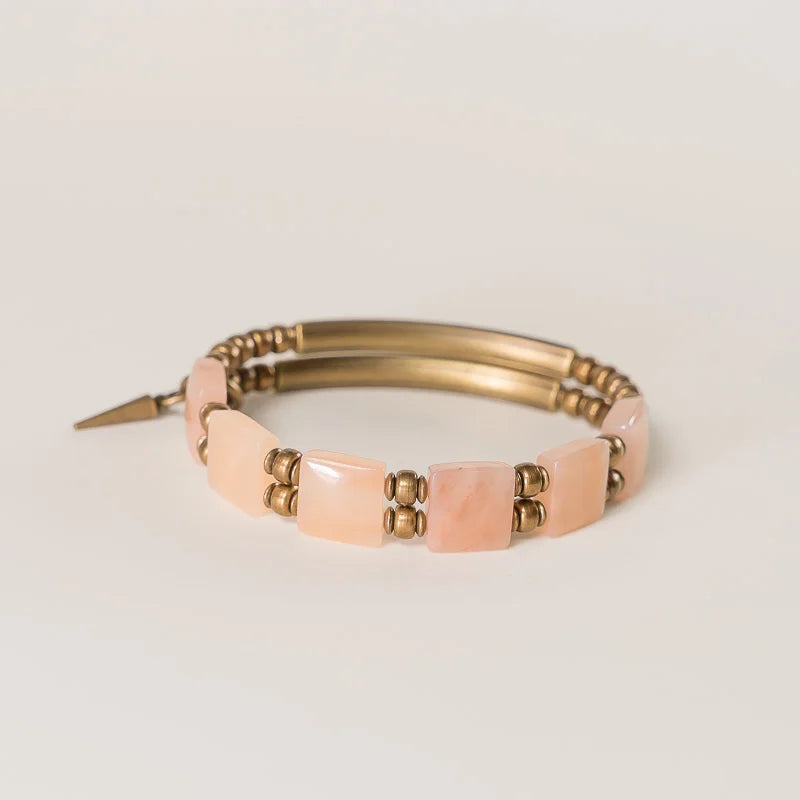 Rosenquarz Armband mit rechteckigen Steinen