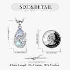 Mondstein Kette aus 925er Silber mit Kolibri und Blüte