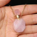 Rosenquarz Kette mit Parfümflakon-Anhänger
