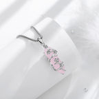 Rosenquarz Kette mit floralem Anhänger