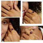 10K vergoldeter Amethyst Ring aus 925er Silber mit quadratischem Stein
