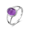 Schlichter Amethyst Ring aus 925er Silber mit geteilter Ringschiene