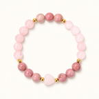 Rosenquarz Rhodochrosit Armband mit Herzstein