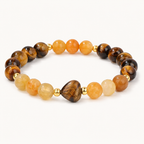 Tigerauge Aventurin Perlenarmband mit Herzstein