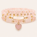 Gold Rosenquarz Armband mit Herz