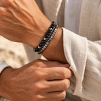Onyx Armband Set mit Hämatit und glänzenden schwarzen Perlen