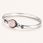 Rosenquarz Armband aus 925er Silber mit ovalem Cabochon