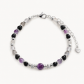 Amethyst Armband mit Obsidian und zentraler Kugel