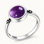 Amethyst Ring aus 925er Silber mit kleinen Rosen