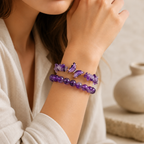 Amethyst Armband-Set mit Splitterarmband und Perlenarmband