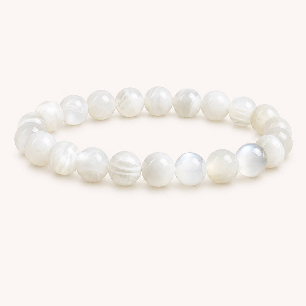 Weißes Mondstein Perlenarmband