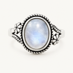 Mondstein Ring mit Blumenranken