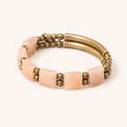 Rosenquarz Armband mit rechteckigen Steinen