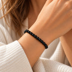 Onyx Armband mit glänzenden Perlen und Schiebeverschluss