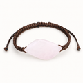 Rosenquarz Makramee Armband mit großem Blattstein