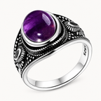 Amethyst Ring aus 925er Silber mit Sonnenornamenten