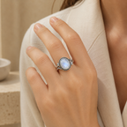 Mondstein Ring mit Blumenranken