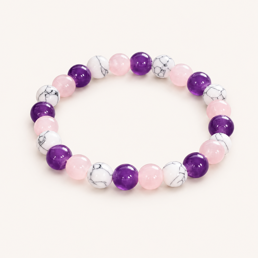 Amethyst Rosenquarz Armband mit Howlit