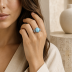 Aquamarin Ring aus 925er Silber mit großen Blüten