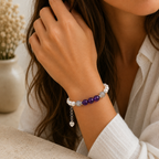 Mondstein Amethyst Armband mit Muschelperlen