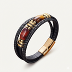 Mehrreihiges Tigerauge Lederarmband