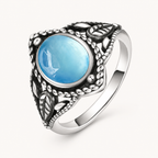 Aquamarin Ring aus 925er Silber mit Blattornamenten