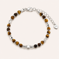Feines Tigerauge Armband mit facettierten Metallperlen