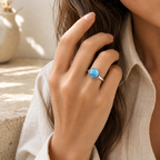 Aquamarin Ring aus 925er Silber mit gedrehtem Rand