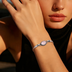 Rosenquarz Armband aus 925er Silber mit ovalem Cabochon