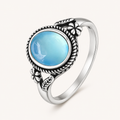 Aquamarin Ring aus 925er Silber mit Blättern und Blüten