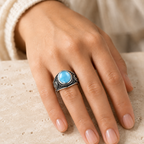 Aquamarin Ring aus 925er Silber im Siegelring Design