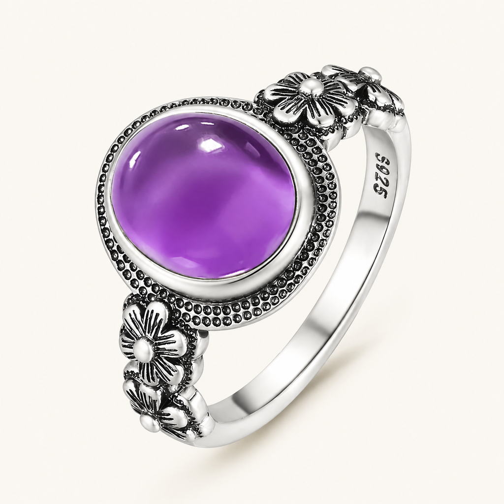 Amethyst Ring aus 925er Silber mit großen Blüten