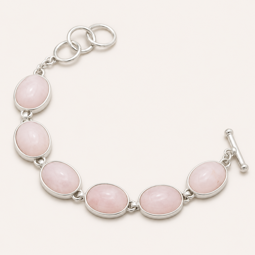 Rosenquarz Armband aus 925er Silber