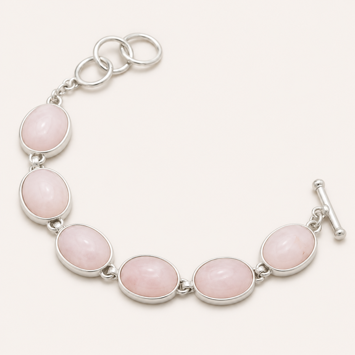 Rosenquarz Armband aus 925er Silber