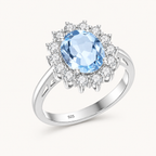 Aquamarin Ring aus 925er Silber mit rundem Stein