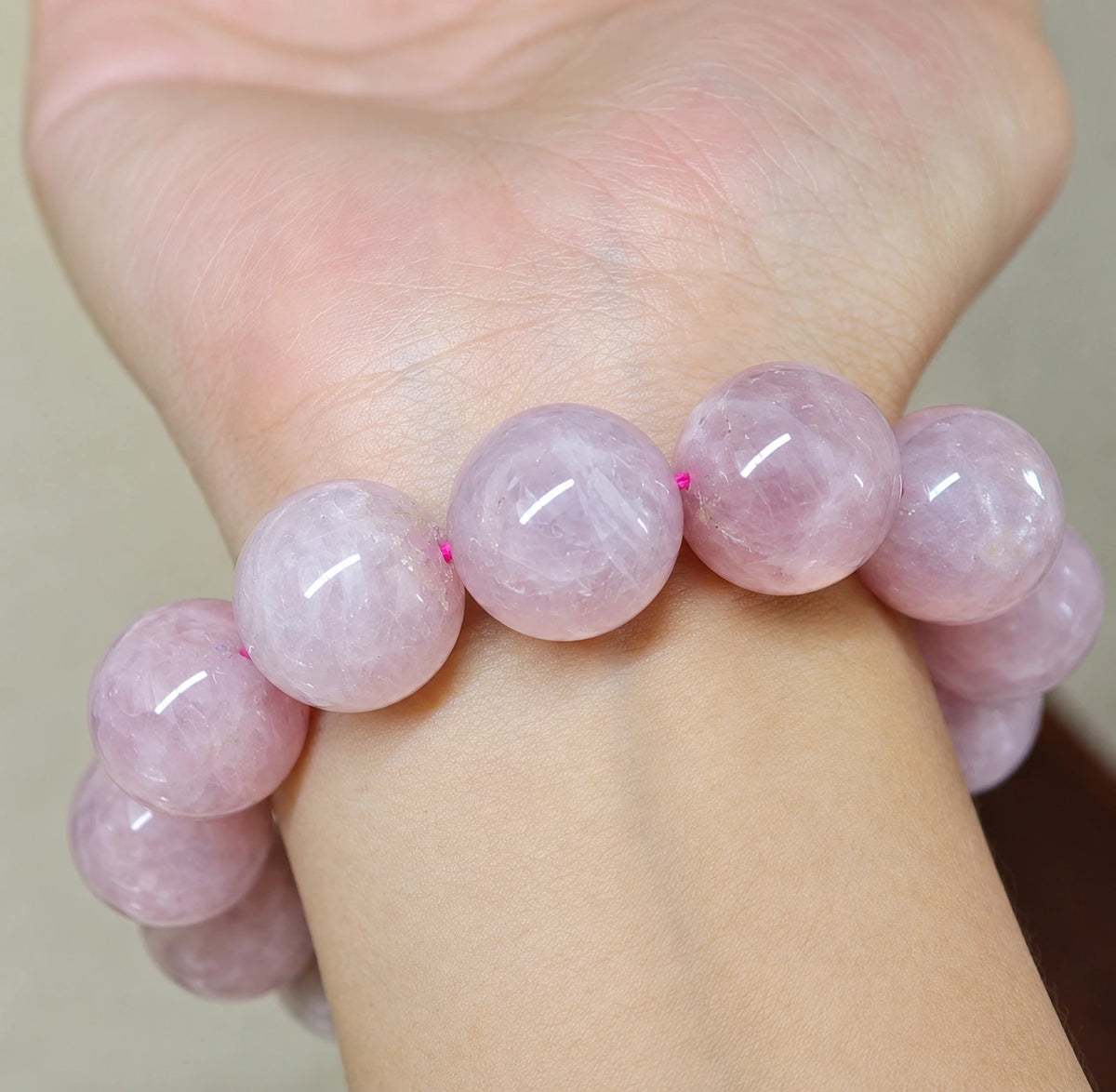 Rosenquarz-Armband mit XL-Kugelperlen