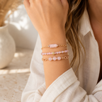 Rosenquarz Armband Set Roségold