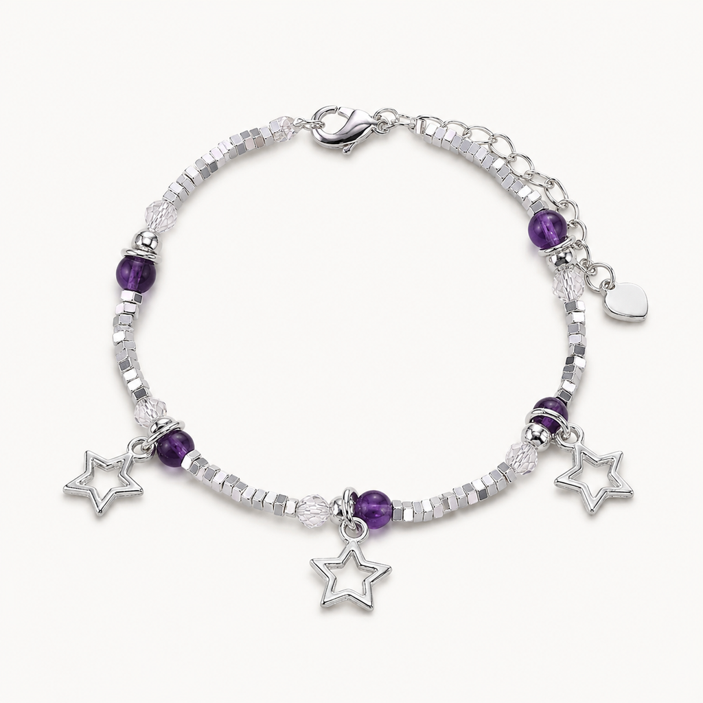 Amethyst Armband mit Sternanhängern