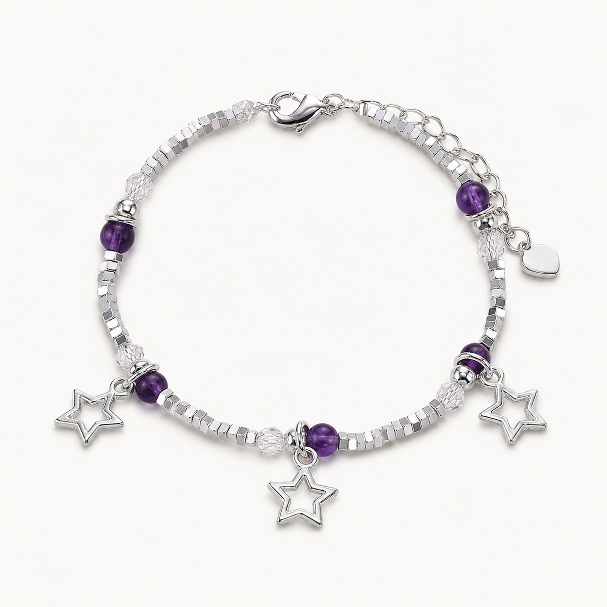Amethyst Armband mit Sternanhängern