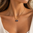Lapislazuli Kette mit sechseckigem Steinanhänger in Gold